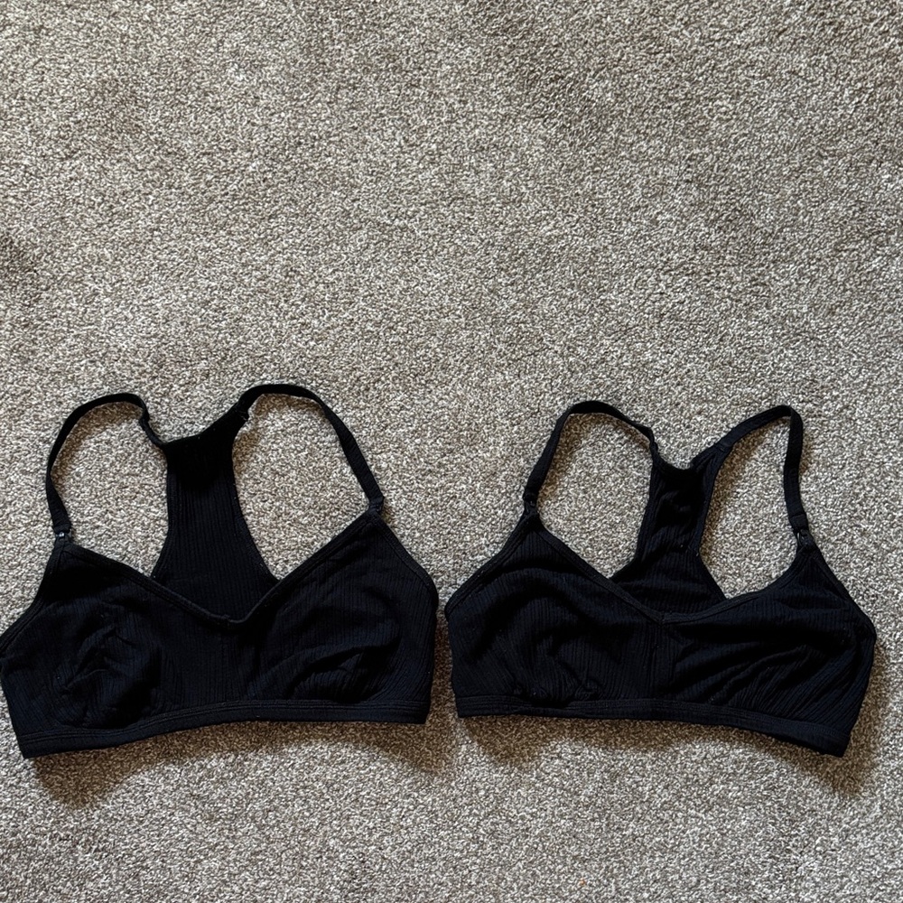 Black Ribbed Maternity Bralette Set